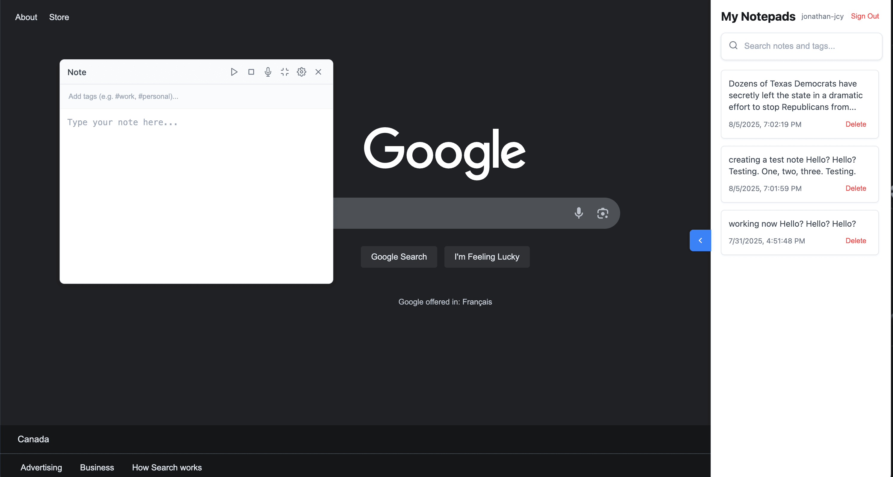 Note Taking Chrome Extension
